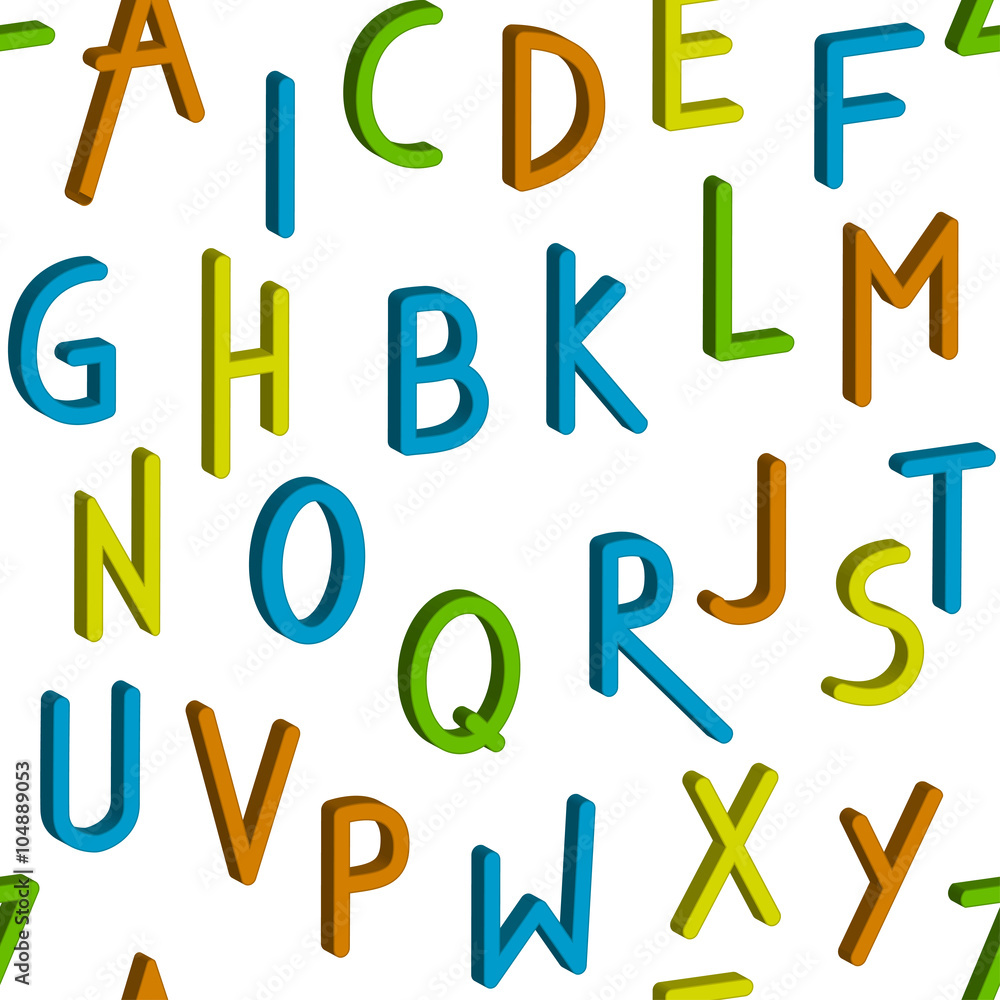 Seamless childrens bright alphabet pattern. Vector background.
