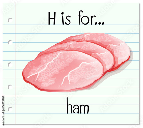 Flashcard letter H is for ham