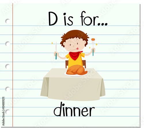 Flashcard letter D is for dinner