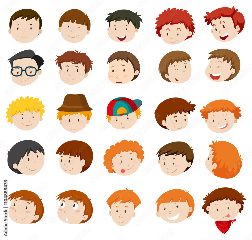 Facial expressions of boys and men Facial expressions of boys and men