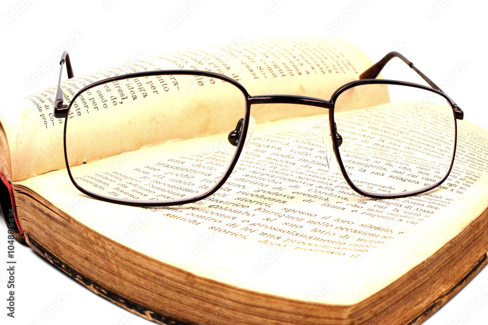 Studio shot of old book on white background Studio shot of old book on white background