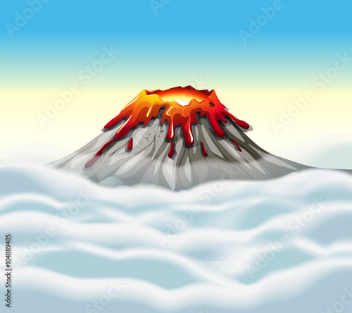 Volcano peak in the sky