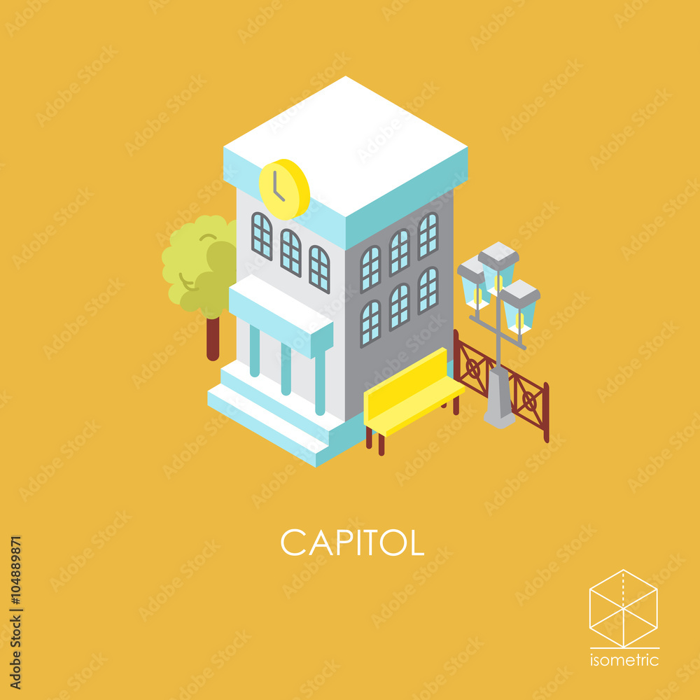 Isometric color vector icon city hall