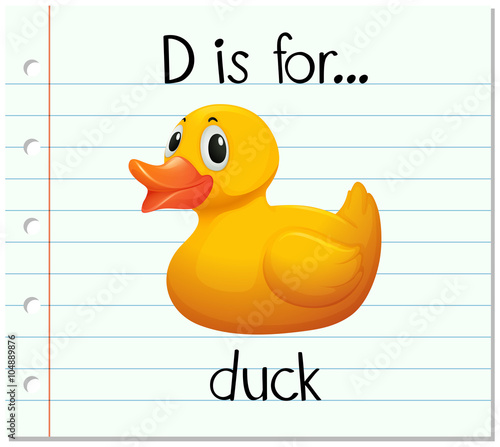 Flashcard letter D is for duck