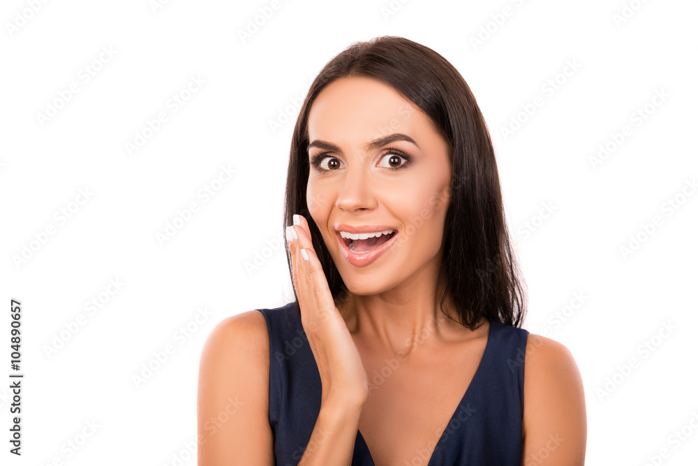 Portrait of surprised young woman on white background Portrait of surprised young woman on white background
