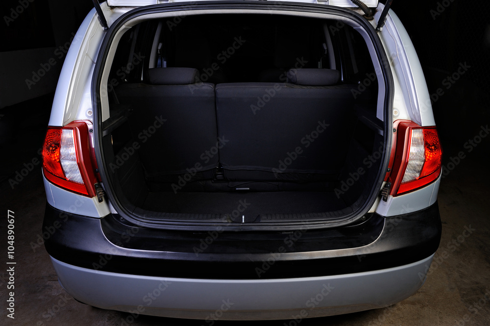 trunk of hatchback on black