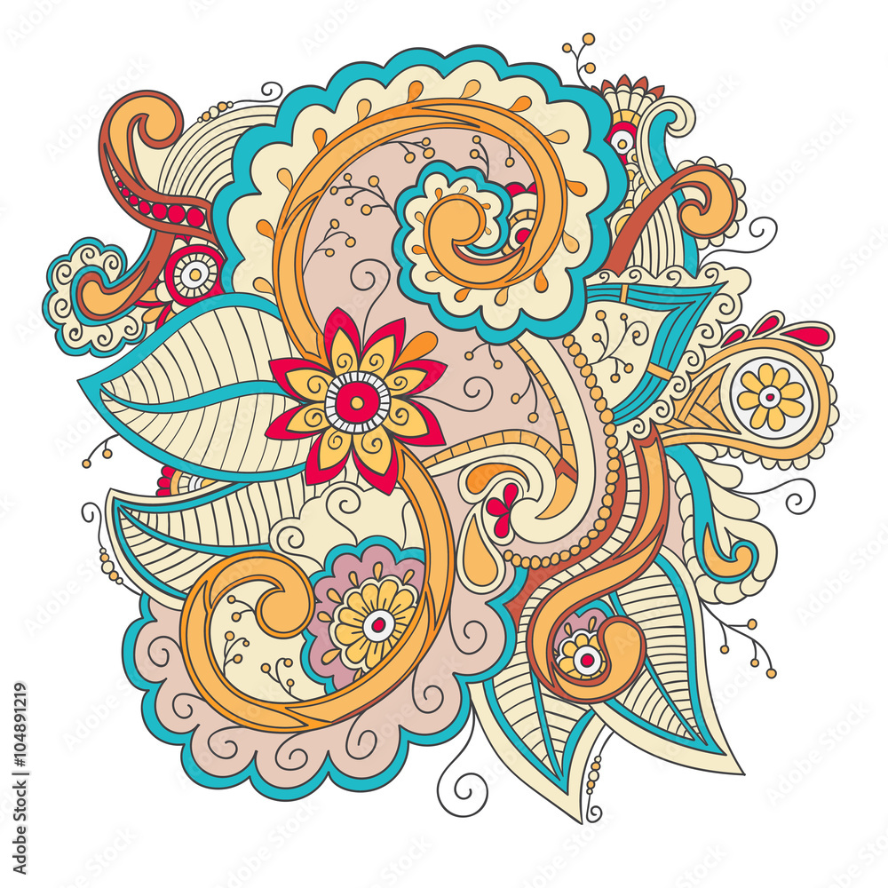 Floral ornamental doodle pattern Floral ornamental doodle pattern