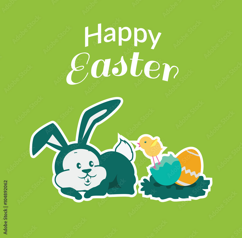 Easter Rabbit Icon Egg Design Flat Easter Rabbit Icon Egg Design Flat