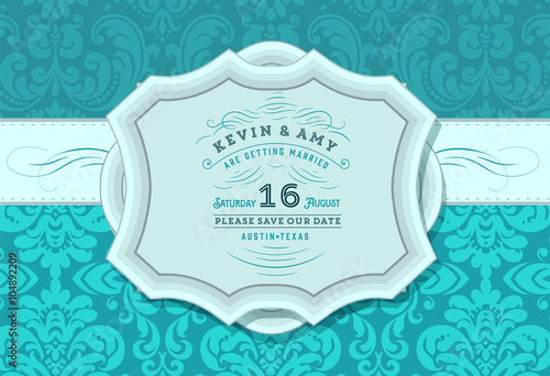 Vector. Retro wedding card