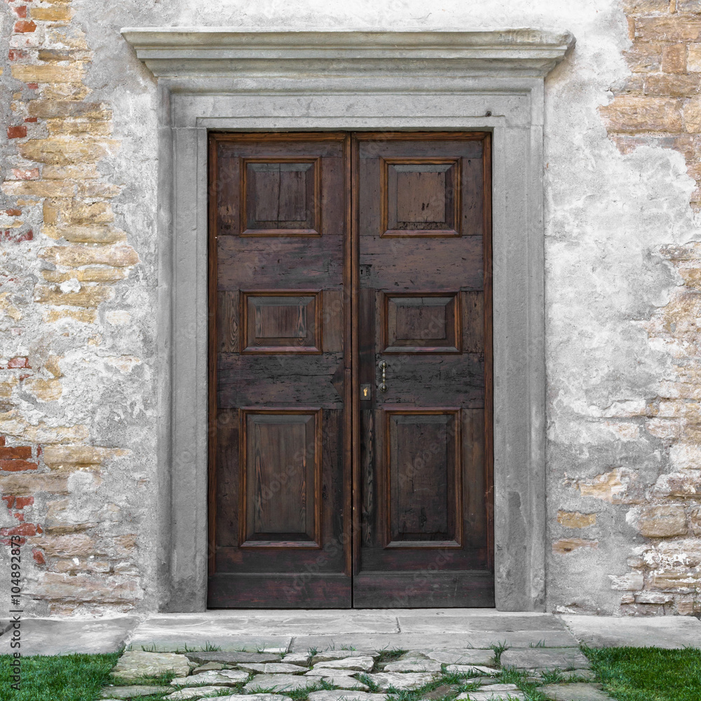 Old wooden church door