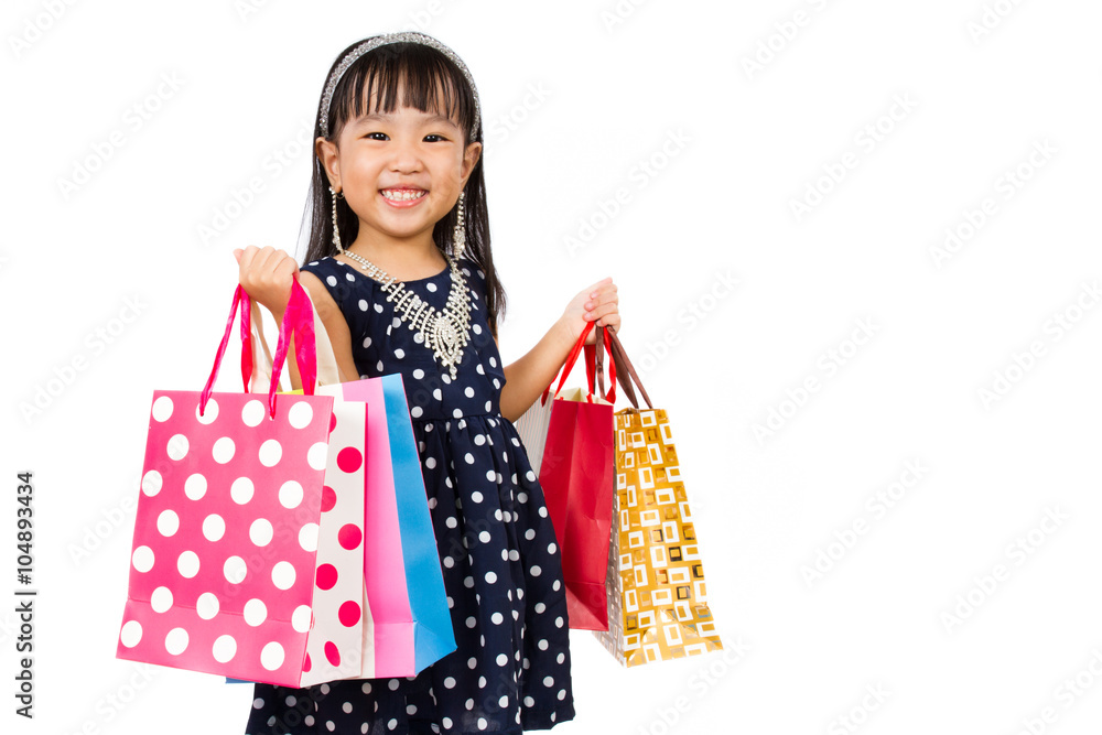 Asian Little Chinese Girl with Shopping Bag Asian Little Chinese Girl with Shopping Bag