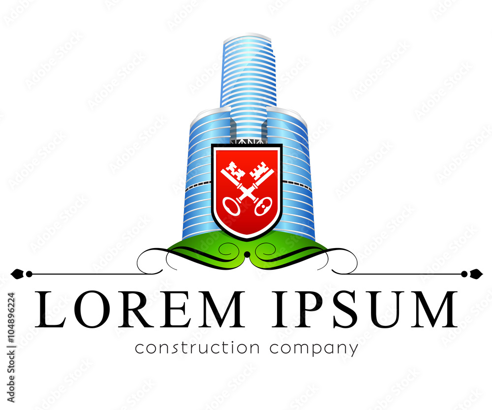 Obraz premium Skyscraper, corporation office, mall, vector logo template