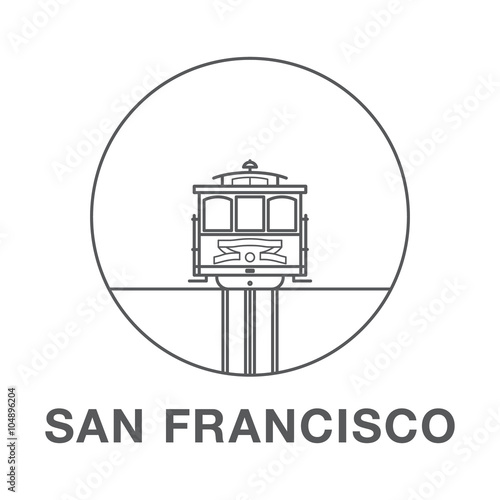 San Francisco Cable Car. World famous San Francisco landmark illustration.