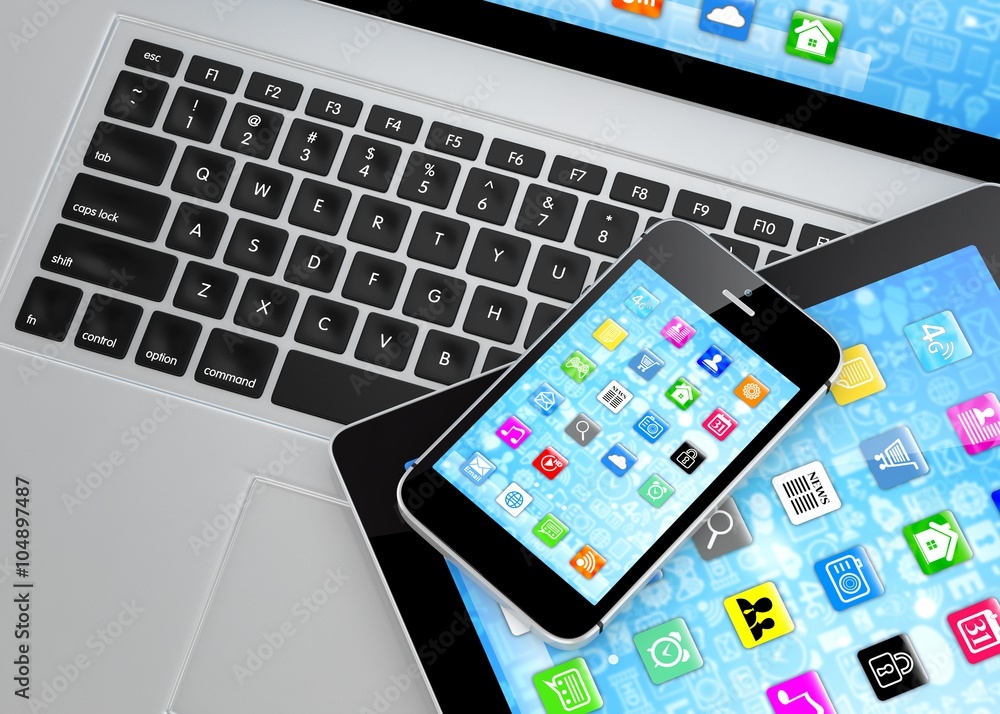 Laptop, phone and tablet pc. Laptop, phone and tablet pc.