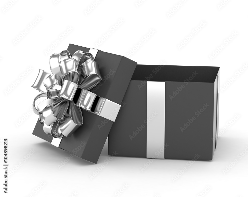 open gift box with bows isolated on white open gift box with bows isolated on white