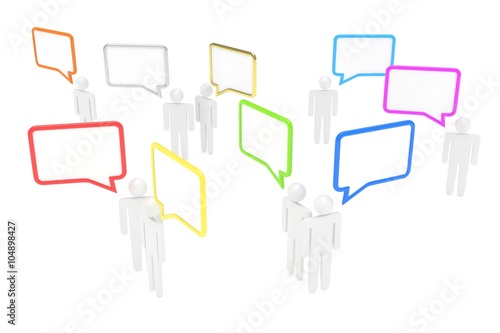 people with talk bubbles isolated over a white background