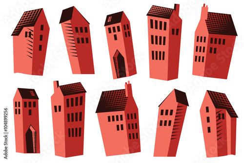Stock illustration. A set of nice houses for design the project