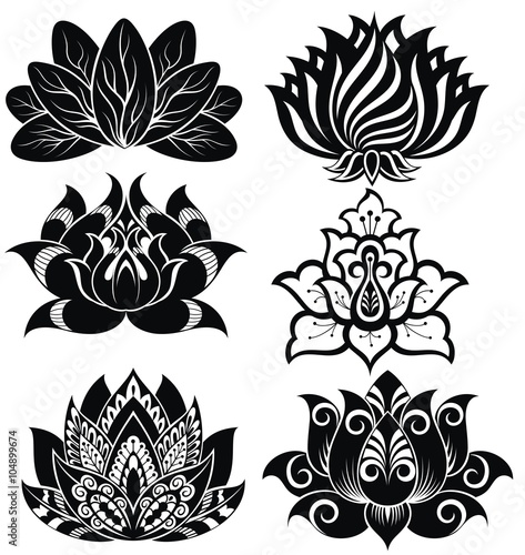 Set of illustration decorative lotuses