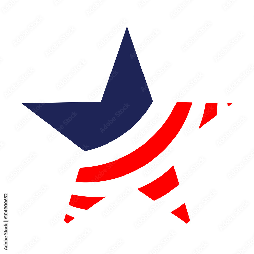 Icono plano estrella con bandera USA en fondo blanco #2 Icono plano estrella con bandera USA en fondo blanco #2