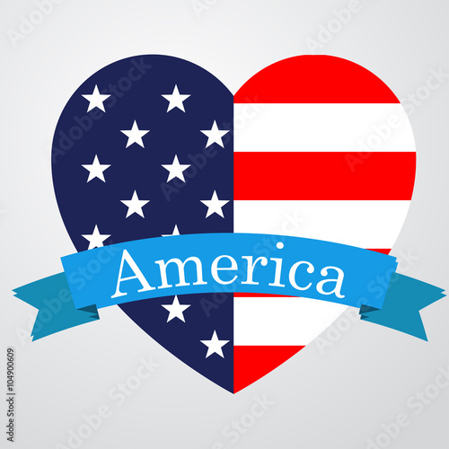Icono plano America en corazon bandera USA #1