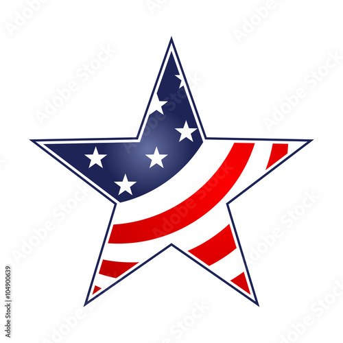 Icono plano estrella con bandera USA en fondo blanco #1