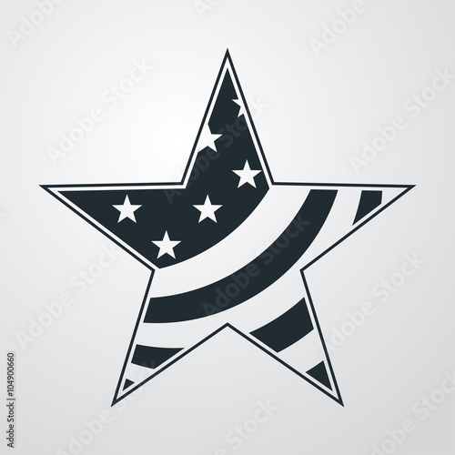 Icono plano estrella con bandera USA en fondo degradado #1