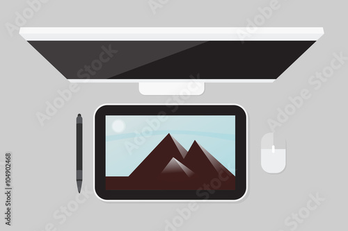 Flat lay Digital drawing tablet