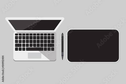 Flat lay Digital drawing tablet