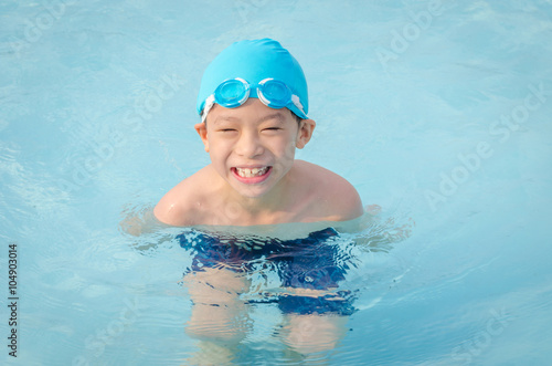 Young asian boy happy at swimming pool © gamelover