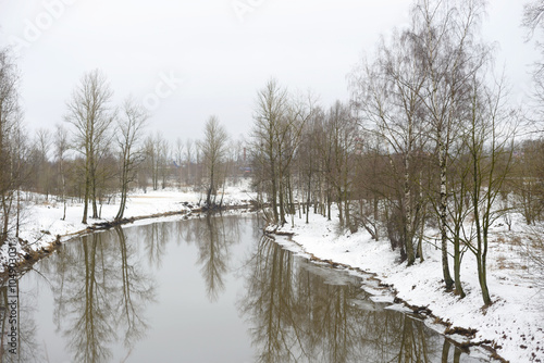 View of Slav River on the outskirts of St. Petersburg. © konstan