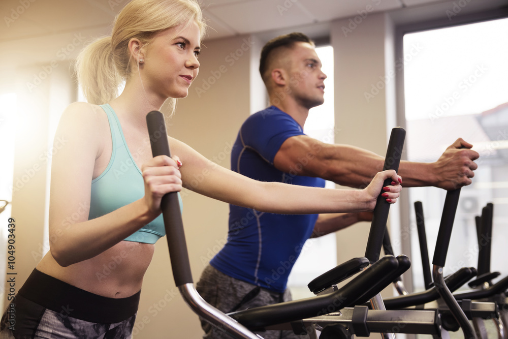 Heterosexual couple at the health club Heterosexual couple at the health club