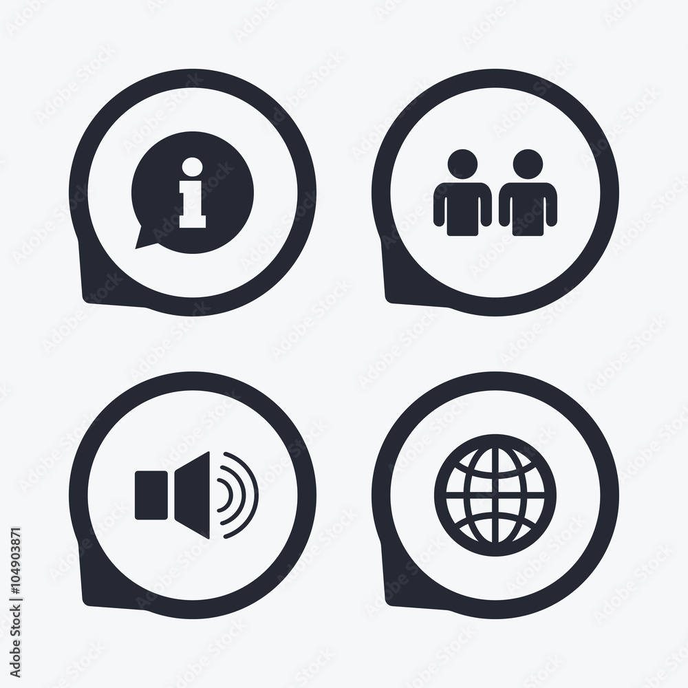 Information sign and group. Communication icons. Information sign and group. Communication icons.