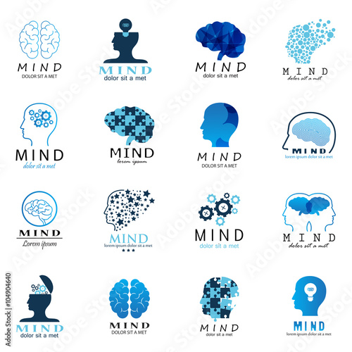 Mind Icons Set - Isolated On White Background - Vector Illustration, Graphic Design. For Web, Websites, Print, Presentation Templates, Mobile Applications And Promotional Materials