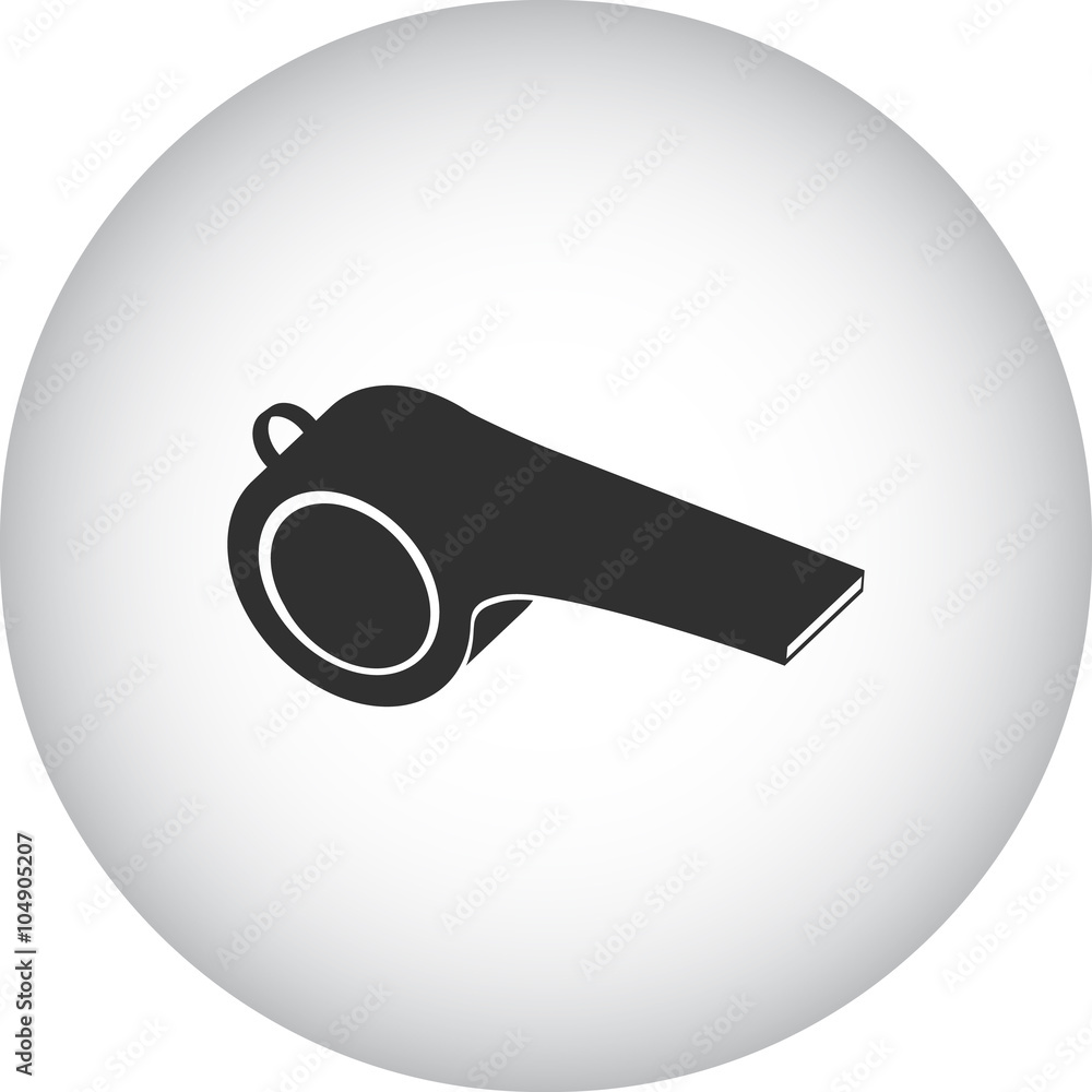 Police whistle coach simple icon on round background Police whistle coach simple icon on round background
