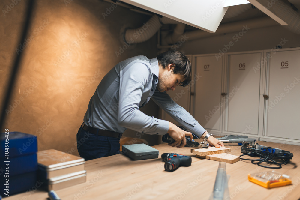 Handyman working with wood Handyman working with wood
