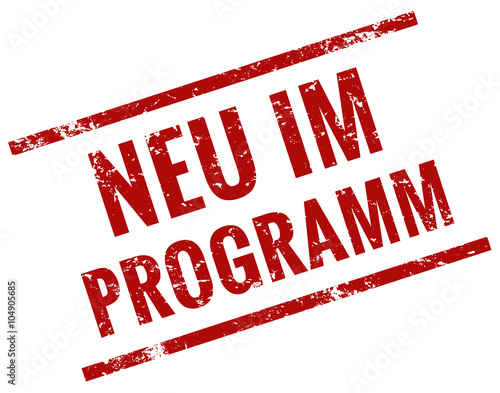 Neu im Programm Stempel rot grunge