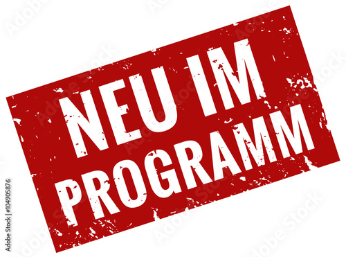 Neu im Programm Stempel rot grunge