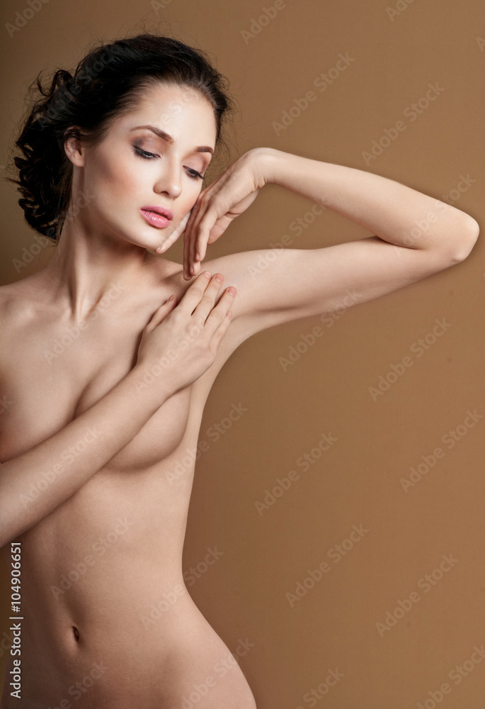 Fototapeta premium Young beautiful woman. perfect skin. armpit's care