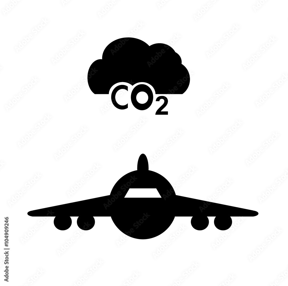 Avion de ligne et nuage de carbone