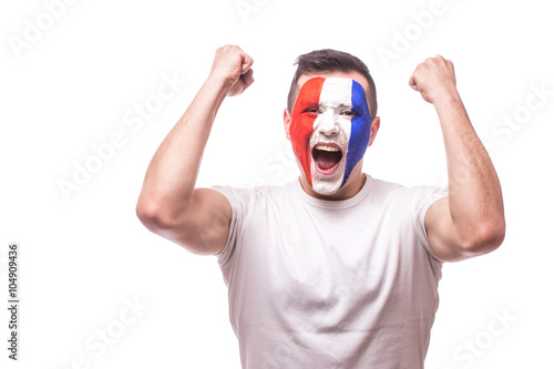 Tableau sur toile Happy screaming  France football fan of fortune win of the match of France national  team