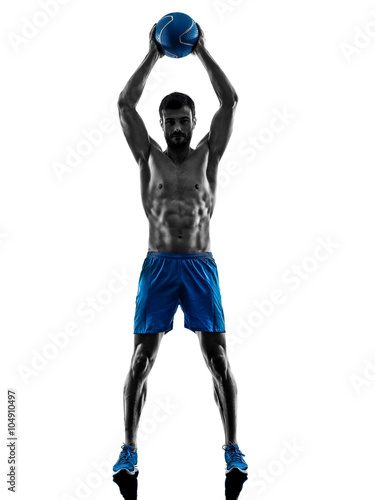 Fototapeta man exercising fitness weights silhouette