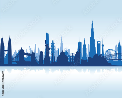 famous landmarks cityscape background