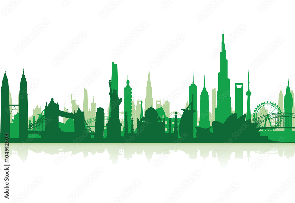 Obraz premium famous landmarks cityscape background