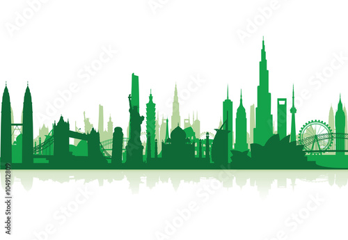 famous landmarks cityscape background