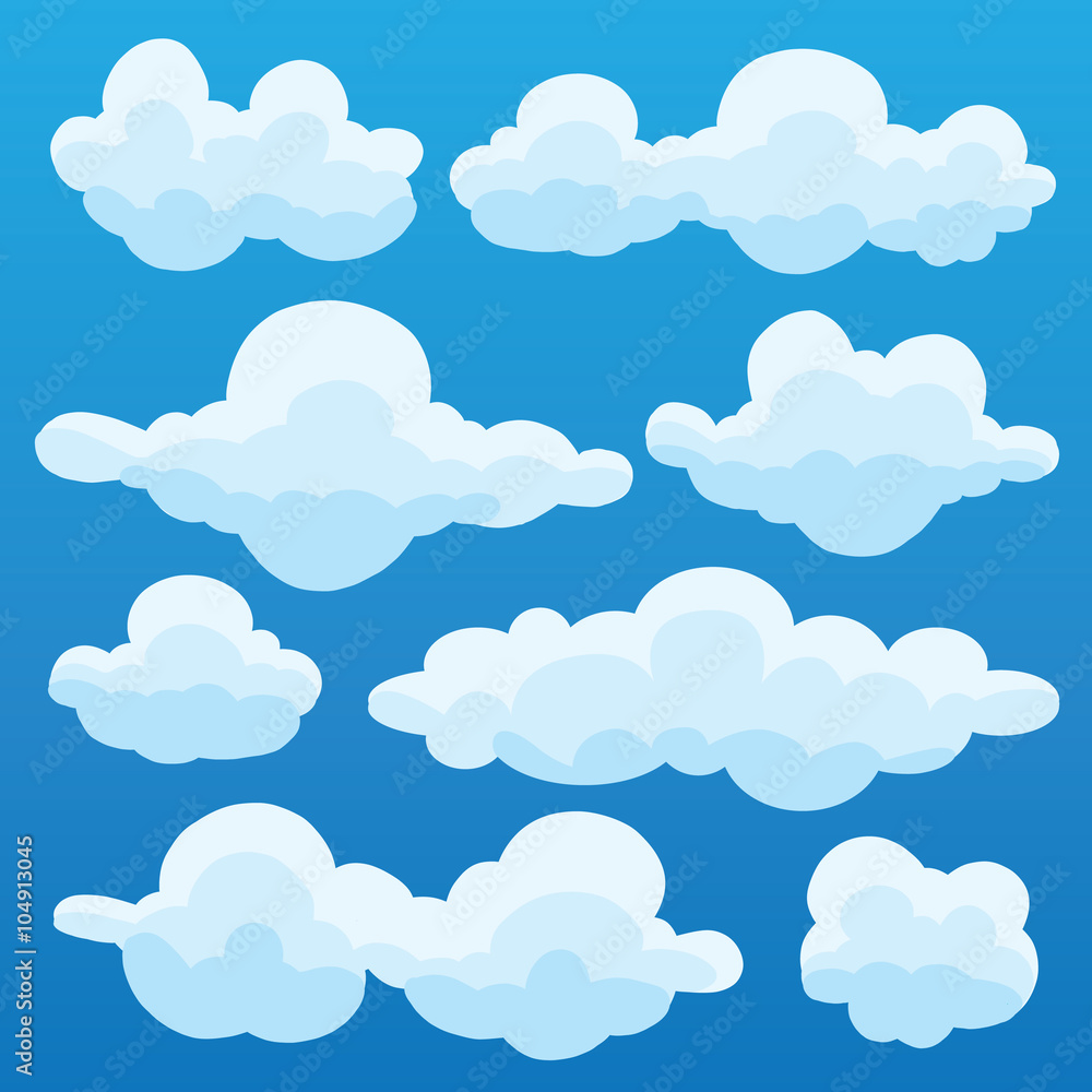 Vector set of funny cartoon clouds for filling your sky scenes