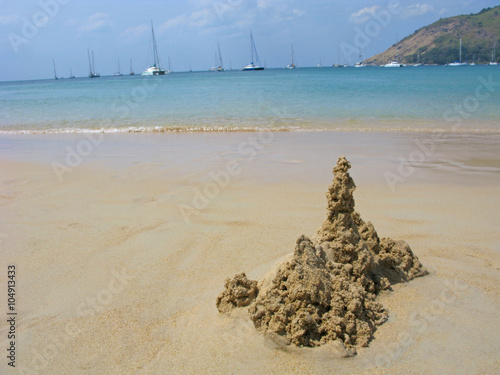 Sand castle on beach