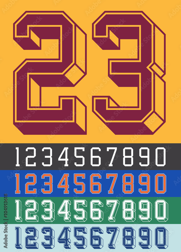Vintage Jersey font numbers Stock Vector | Adobe Stock