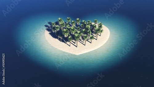 Insel in Herzform mit Palmen
