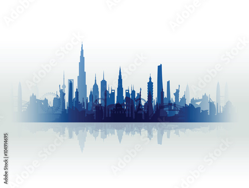 famous landmarks cityscape background