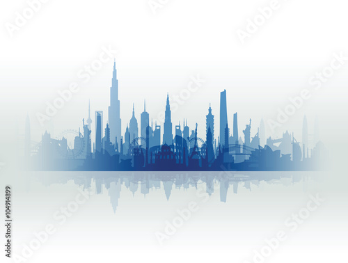 famous landmarks cityscape background